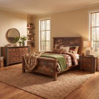 Rustic Barnwood Bed: Some lifestyle images are created with AI for visualization purposes. Crafted from natural solid wood, each piece is unique and will vary.