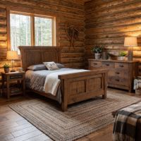 Barnwood Panel Bed: Some lifestyle images are created with AI for visualization purposes. Crafted from natural solid wood, each piece is unique and will vary.