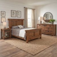 Barnwood Panel Bed: Some lifestyle images are created with AI for visualization purposes. Crafted from natural solid wood, each piece is unique and will vary.