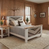 Rustic Cottage Bed: Some lifestyle images are created with AI for visualization purposes. Crafted from natural solid wood, each piece is unique and will vary.