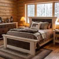 Rustic Cottage Bed: Some lifestyle images are created with AI for visualization purposes. Crafted from natural solid wood, each piece is unique and will vary.
