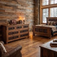 Rustic Dresser: Some lifestyle images are created with AI for visualization purposes. Crafted from natural solid wood, each piece is unique and will vary.