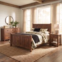 Rustic Bed: Some lifestyle images are created with AI for visualization purposes. Crafted from natural solid wood, each piece is unique and will vary.