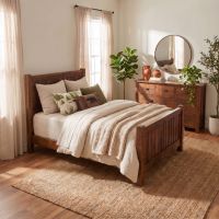 Rustic Bed: Some lifestyle images are created with AI for visualization purposes. Crafted from natural solid wood, each piece is unique and will vary.