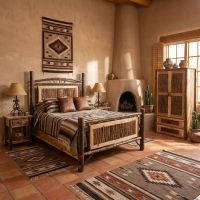 Rustic Armoire: Some lifestyle images are created with AI for visualization purposes. Crafted from natural solid wood, each piece is unique and will vary.
