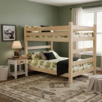 Pine Bunk Bed: Some lifestyle images are created with AI for visualization purposes. Crafted from natural solid wood, each piece is unique and will vary.