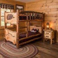 Rustic Bunk Bed: Some lifestyle images are created with AI for visualization purposes. Crafted from natural solid wood, each piece is unique and will vary.