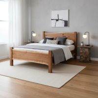Real Wood Bed: Some lifestyle images are created with AI for visualization purposes. Crafted from natural solid wood, each piece is unique and will vary.