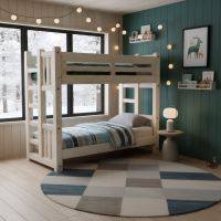 Solid Wood Bunk Bed: Some lifestyle images are created with AI for visualization purposes. Crafted from natural solid wood, each piece is unique and will vary.
