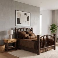 Hickory Nightstand: Some lifestyle images are created with AI for visualization purposes. Crafted from natural solid wood, each piece is unique and will vary.