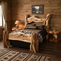 Rustic Wood Bed: Some lifestyle images are created with AI for visualization purposes. Crafted from natural solid wood, each piece is unique and will vary.