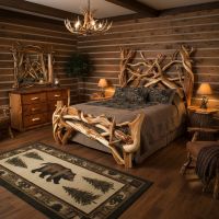 Unique Log Bunk Bed: Some lifestyle images are created with AI for visualization purposes. Crafted from natural solid wood, each piece is unique and will vary.