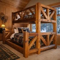 Barnwood Bunk Bed: Some lifestyle images are created with AI for visualization purposes. Crafted from natural solid wood, each piece is unique and will vary.
