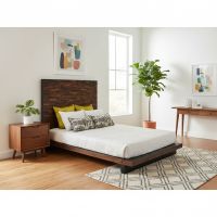 Modern Minimalist Bedroom: Some lifestyle images are created with AI for visualization purposes. Crafted from natural solid wood, each piece is unique and will vary.
