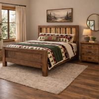 Rustic Bed: Some lifestyle images are created with AI for visualization purposes. Crafted from natural solid wood, each piece is unique and will vary.