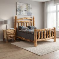 Aspen Bed: Some lifestyle images are created with AI for visualization purposes. Crafted from natural solid wood, each piece is unique and will vary.