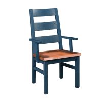 Brighthouse Barn Wood Dining Arm Chair - Smooth Wood Seat - Royal Blue Frame Finish