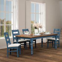 Brighthouse Barn Wood Dining Table & Chairs - Royal Blue Base Finish