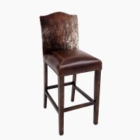 Bristol Bar Stools - Burnt Umber Cypress Leather Upholstery w/ Cowhide Backrest