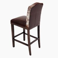 Bristol Bar Stools - Burnt Umber Cypress Leather Upholstery w/ Cowhide Backrest