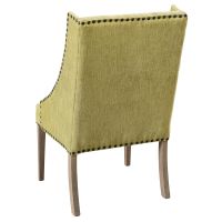 Bristow Modern Upholstered Dining Chair - Driftwood Frame Finish - Celery Fabric Upholstery - Black Nail Head Trim