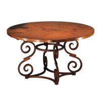 Broken S Hammered Copper Round Dining Table - Heavy Broken S Design