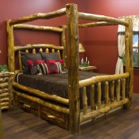 Beartooth Aspen Log Canopy Bed - Natural Log