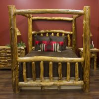 Beartooth Aspen Log Canopy Bed - Natural Log