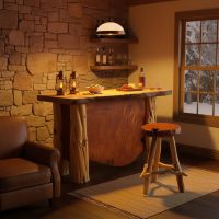 Natural Wood Bar Stool: Some lifestyle images are created with AI for visualization purposes. Crafted from natural solid wood, each piece is unique and will vary.