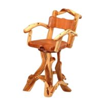 Rustic Redwood & Juniper Log Bar Stool