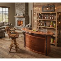 Rustic Bar Stool: Some lifestyle images are created with AI for visualization purposes. Crafted from natural solid wood, each piece is unique and will vary.