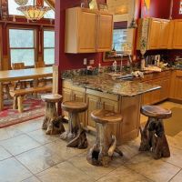Rustic Natural Wood Teak Bar StoolS