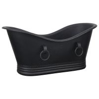 67" Hammered Copper Double Slipper Bathtub with Rings in Glazed Black with Painted Interior