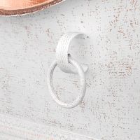 67" Hammered Copper Double Slipper Bathtub with Rings in Glazed White Detail