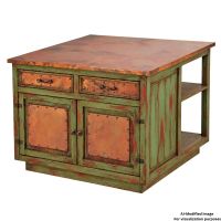Hammered Copper Floating Kitchen Island: This image was generated or modified using AI for visualization purposes.