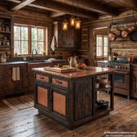 Copper Kitchen Island: This image was generated or modified using AI for visualization purposes.