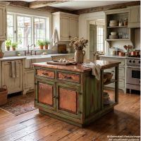 Copper Kitchen Island: This image was generated or modified using AI for visualization purposes.
