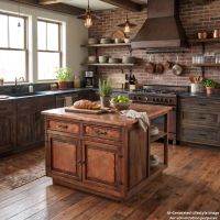 Copper Kitchen Island: This image was generated or modified using AI for visualization purposes.