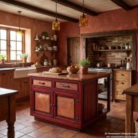 Copper Kitchen Island: This image was generated or modified using AI for visualization purposes.