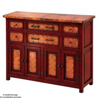 Francisco Hammered Copper 4 Door 6 Drawer Buffet : This image was generated or modified using AI for visualization purposes.