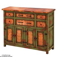 Francisco Hammered Copper 4 Door 6 Drawer Buffet : This image was generated or modified using AI for visualization purposes.
