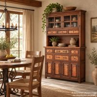 Rustic Copper Hutch: This image was generated or modified using AI for visualization purposes.