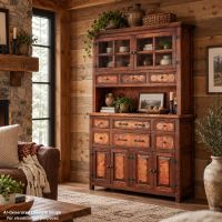 Rustic Copper Hutch: This image was generated or modified using AI for visualization purposes.
