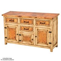 Francisco Hammered Copper 3 Door 4 Drawer Buffet: This image was generated or modified using AI for visualization purposes.