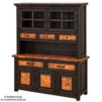 Francisco Hammered Copper 3 Door 2 Drawer Buffet & Hutch: This image was generated or modified using AI for visualization purposes.