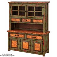 Francisco Hammered Copper 3 Door 2 Drawer Buffet & Hutch: This image was generated or modified using AI for visualization purposes.