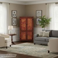 Copper Corner Cabinet: This image was generated or modified using AI for visualization purposes.