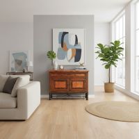 Copper Console: Some lifestyle images are created with AI for visualization purposes. Crafted from natural solid wood, each piece is unique and will vary.