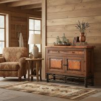 Rustic Console: Some lifestyle images are created with AI for visualization purposes. Crafted from natural solid wood, each piece is unique and will vary.