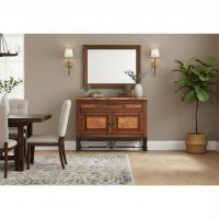 Reclaimed Wood Console: Some lifestyle images are created with AI for visualization purposes. Crafted from natural solid wood, each piece is unique and will vary.